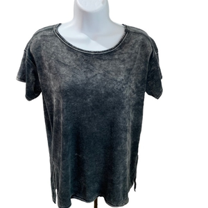 Green Tea Women's Short Sleeve Crushed‎ Velvet Top , Charcoal, Size Small women